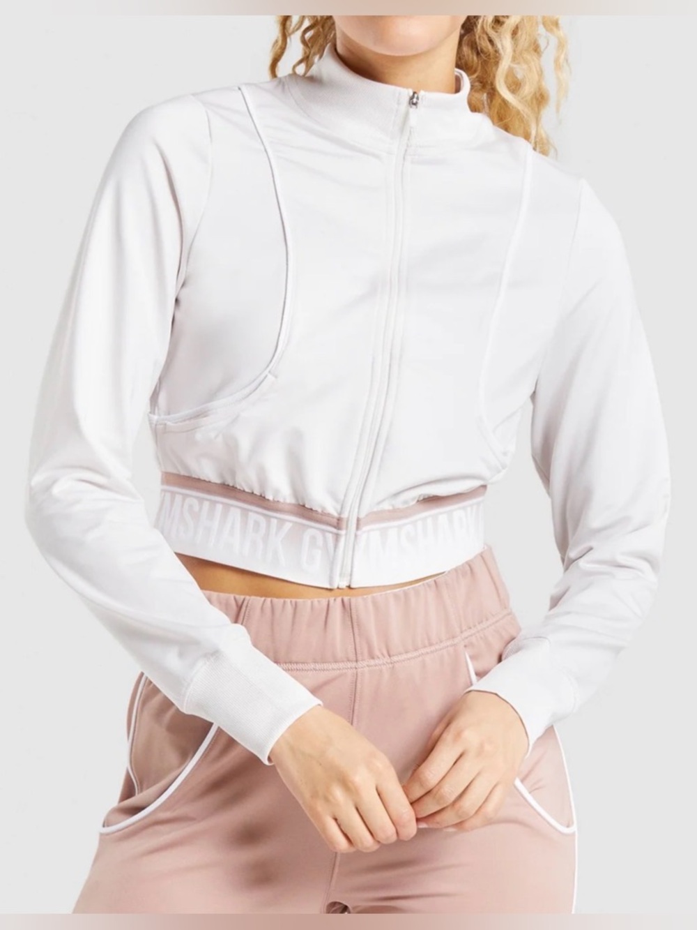 Gymshark Recess Track Top - Cool Cream / Misty Pink Ombré - Medium